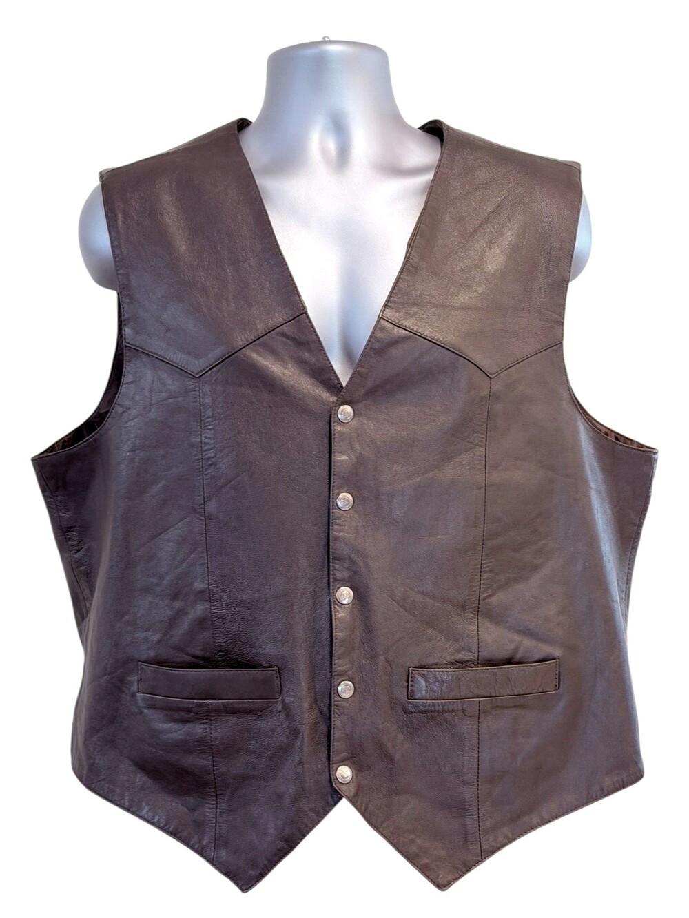 Scully Mens 2XL Brown Leather Western Vest Oklahoma Seal Cowboy Ranch